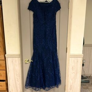 Serendipity Navy Blue Sequin Gown